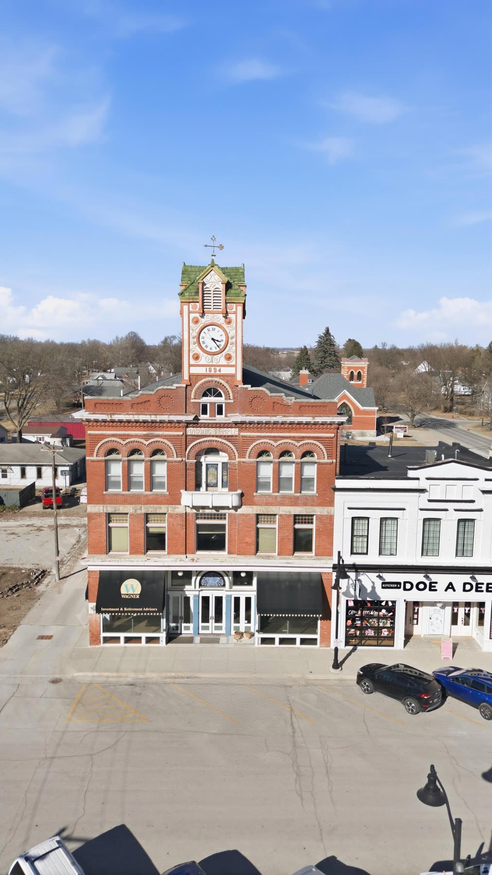 The building in downtown Stuart from above